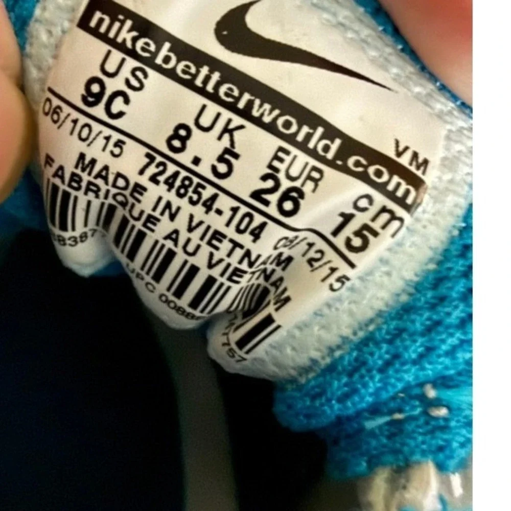 Nike Air Max 90 Kids Sz 9 Lakeside 724854-104 White Blue‎ Silver Sneakers Shoes